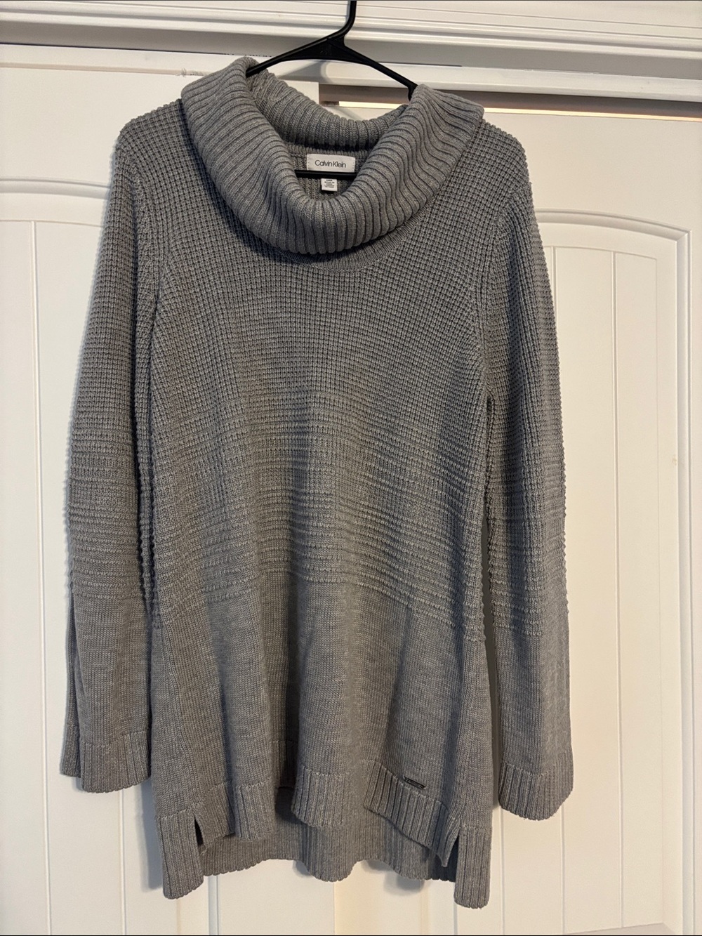 Calvin Klein Light Gray Ribbed Turtleneck Sweater
